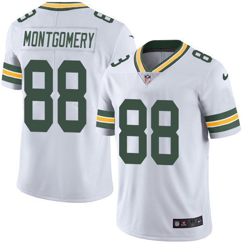 Men's Elite Ty Montgomery Nike Jersey White - #88 Rush NFL Green Bay Packers